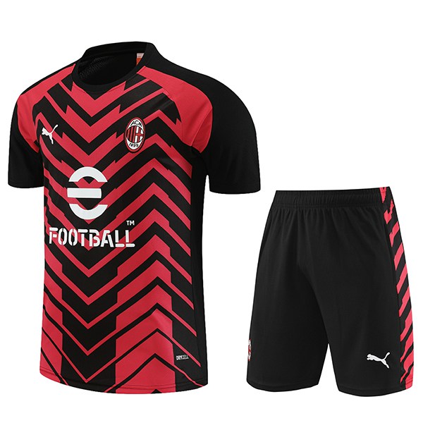 Negozio Kit Maglia Allenamento Pantaloncini AC Milan Rosso Nero 2023 2024