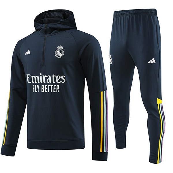 Outlet Insieme Giacca Con Cappuccio Tuta Real Madrid Blu Navy